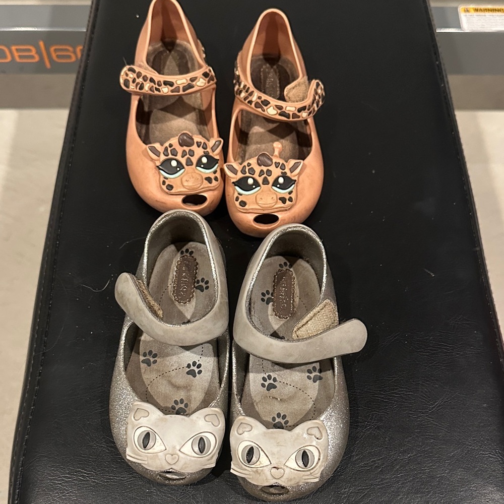 Mini Melissa Leopard Kids Shoes - Tan and Silver